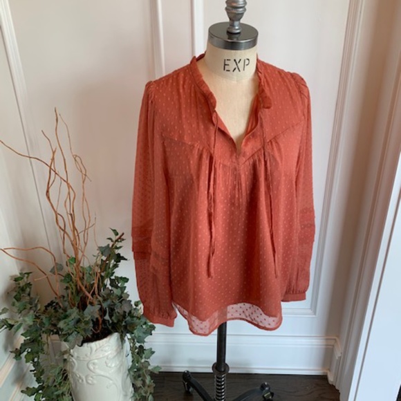 Loft NWT Clip Spot Sheer Boho Top - Picture 1 of 11